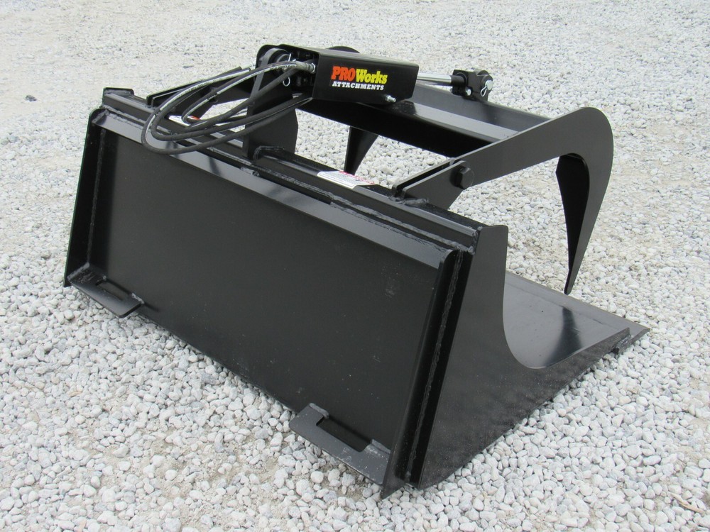 48" Solid Bottom Smooth Bucket Grapple Attachment Fits Quick Attach Loader