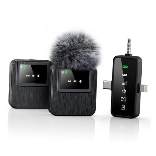 3-in-1 Compact Mini Microphone for iPhone, Android, Camera with Pitch Black