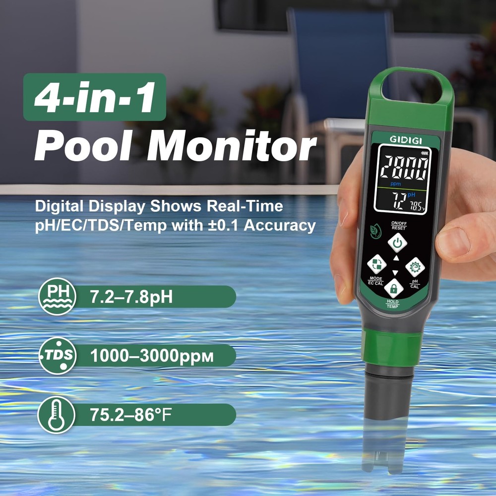 pH Meter and Calibration Solution Kit (4,7,10 Buffer Solution) for...