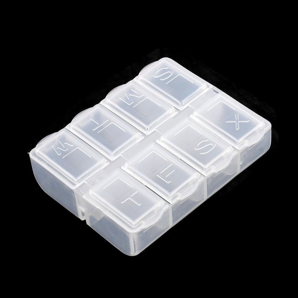Weekly 8 Compartments Pill Box Tablet Holder Case Organizer Container Clear