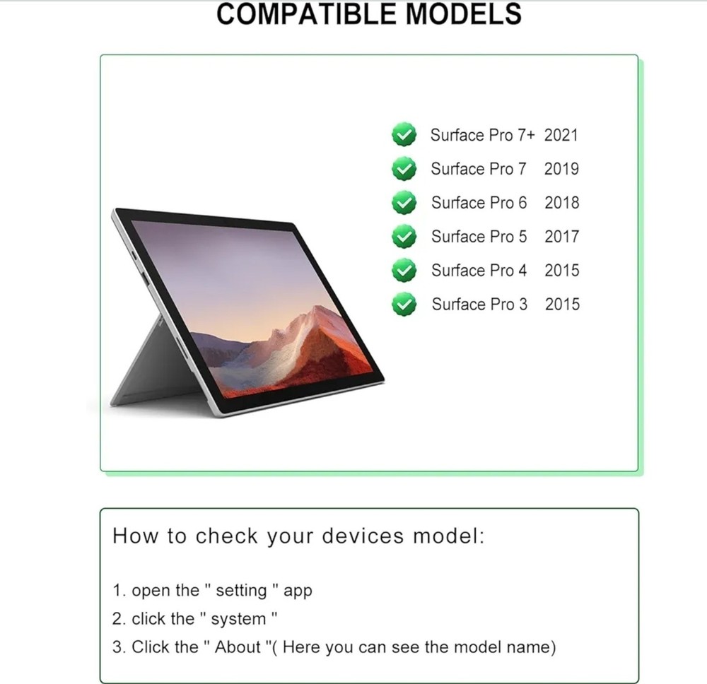 Inateck Surface Pro 7/7+/6/5/4 Keyboard, Bluetooth, 7-Color Backlight, Touchpad