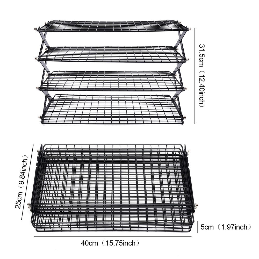 4 Tier Collapsible Cooling Rack Baking Cookie Rack Stackable Cooling Bakeware