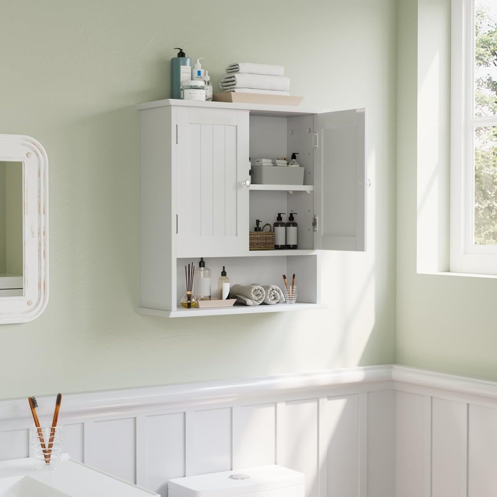 Smuxee White Bathroom Cabinet Wall Mounted, Small Small,
