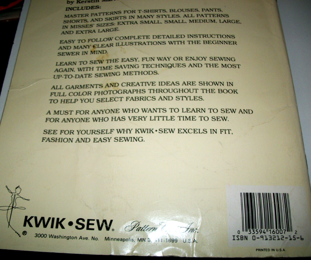 Kwik Sew Method for Easy Sewing w/ Unused Master Patterns