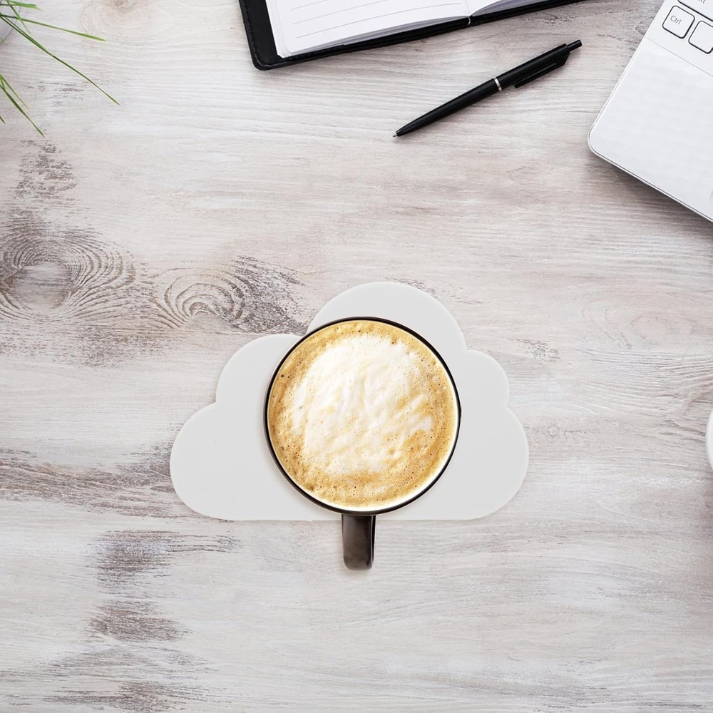 ABOOFAN 2Pcs Silicone Coasters Cloud Shaped Cup Mats Non Slip White