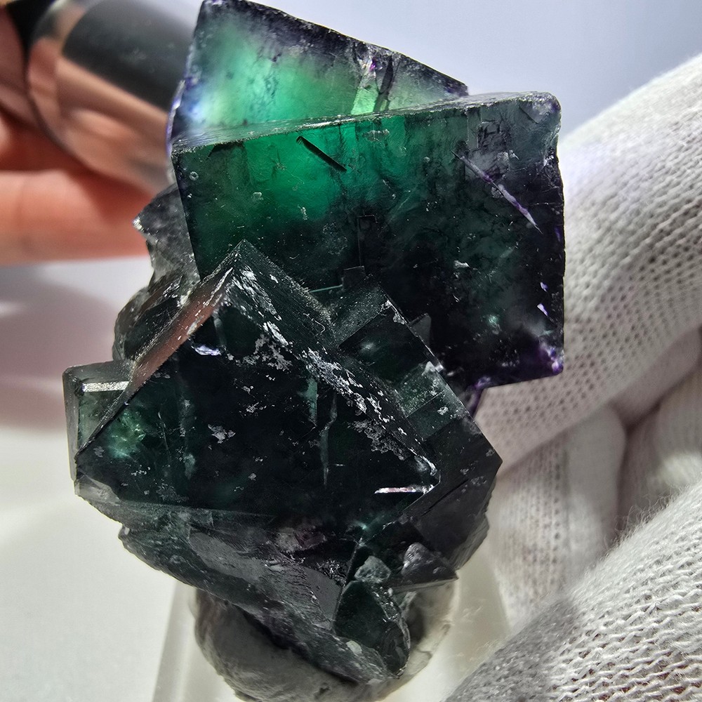 Clear Phantom Fluorite Cube Specimen zonal green purple Okorusu, Namibia