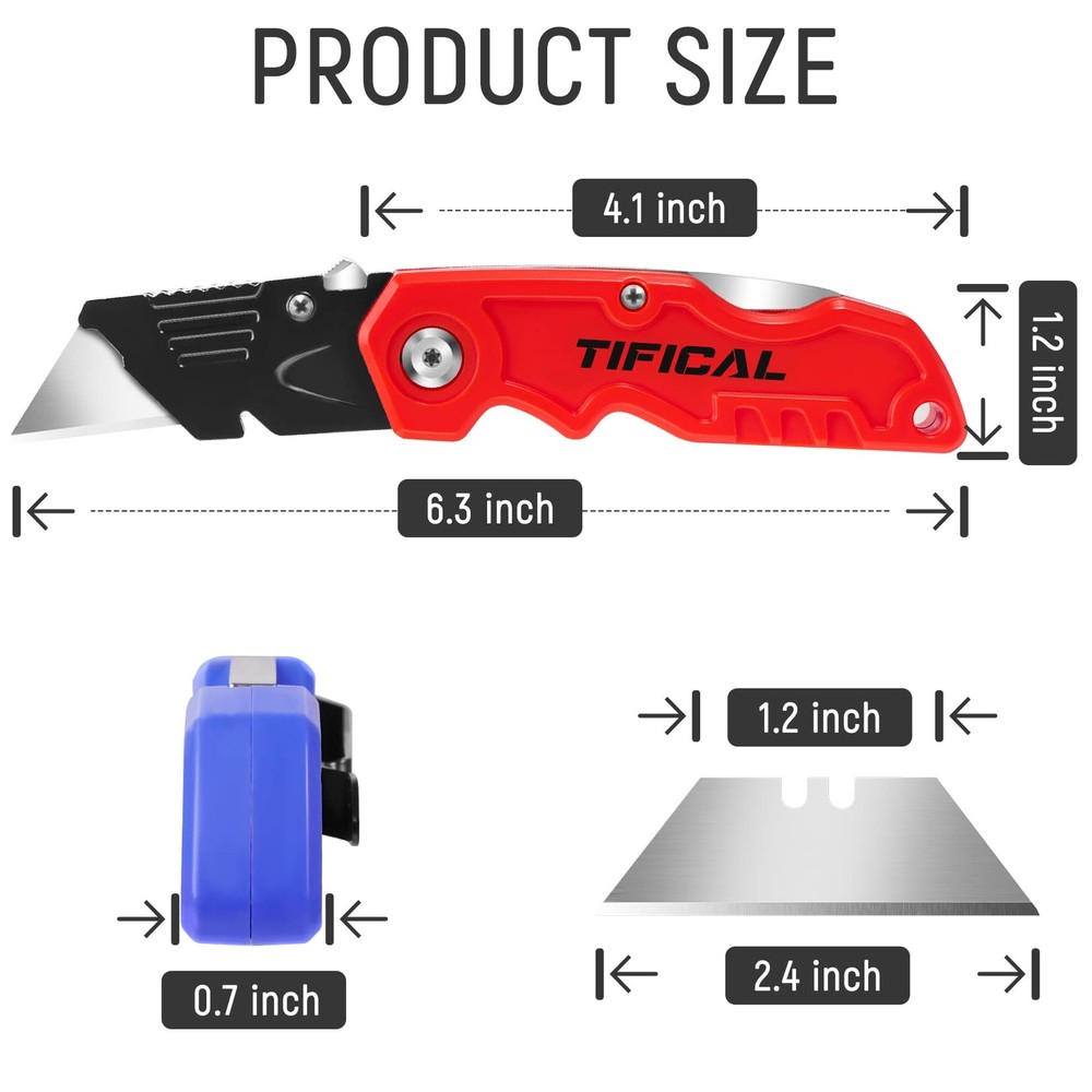 4 Pack Box Cutter Folding Utility Knife Extra 10 Blades Included Quick Change Bl