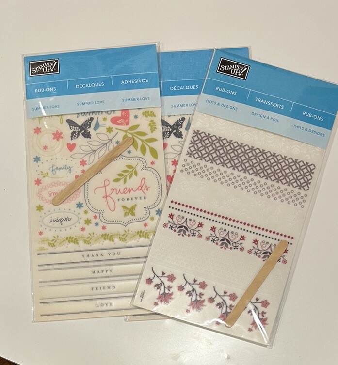 Stampin’ Up! Rub-ons, 3 Packages, New!