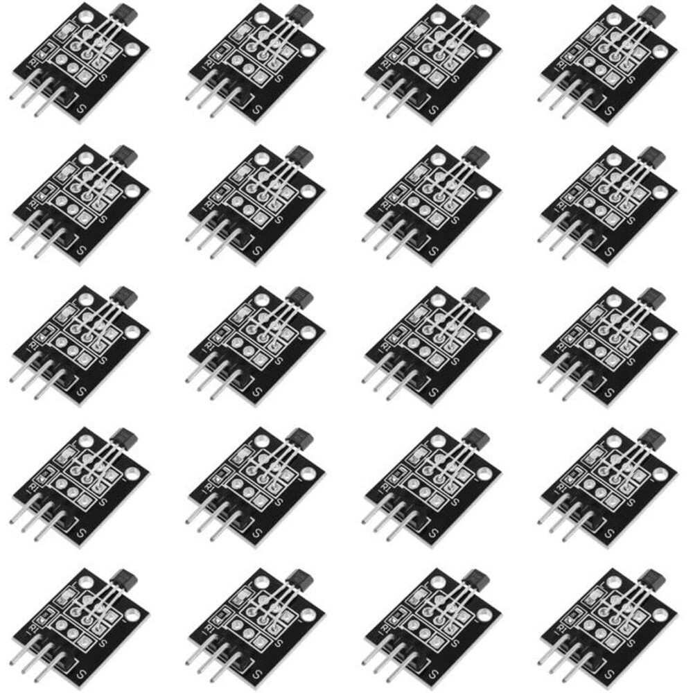 20pcs Hall Effect Sensor Module KY-003 Compact 18.5x14.6mm Black Design