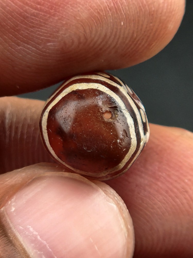 Ancient Etched Carnelian Longevity Bead over 2000 Year Old In great Condition