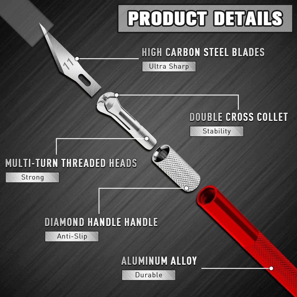 DIYSELF 2 Pack Exacto Knife Set, Precision for Paper, 22-Pack, Red