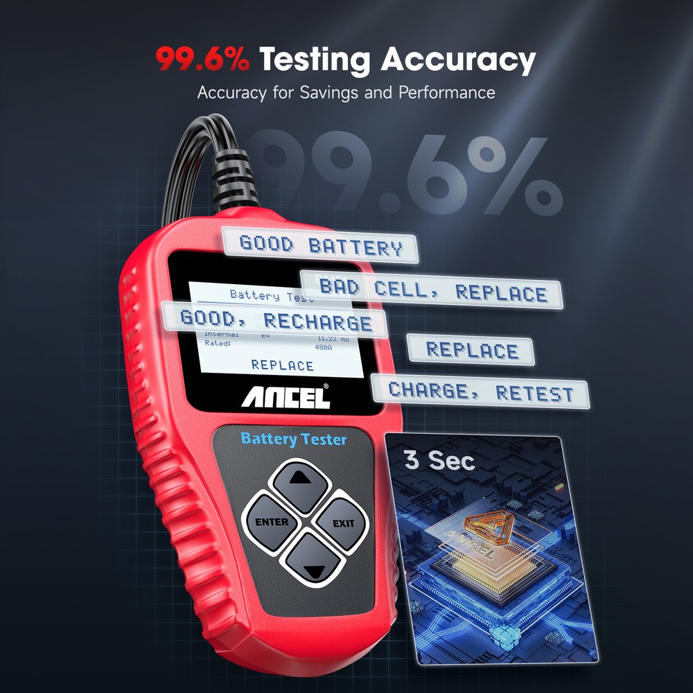 ANCEL BA101 12V 100-2000 CCA Car Load Battery Tester Digital Battery Analyzer US