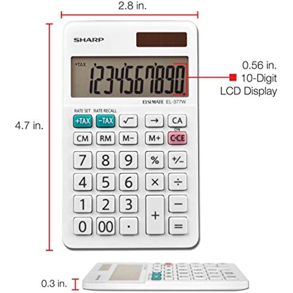 Sharp EL-377WB Business Calculator, White 2.75