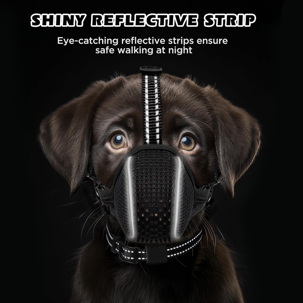 Dog Muzzle,Soft Nylon Muzzles Anti Biting Barking Chewing,Breathable Reflecti...