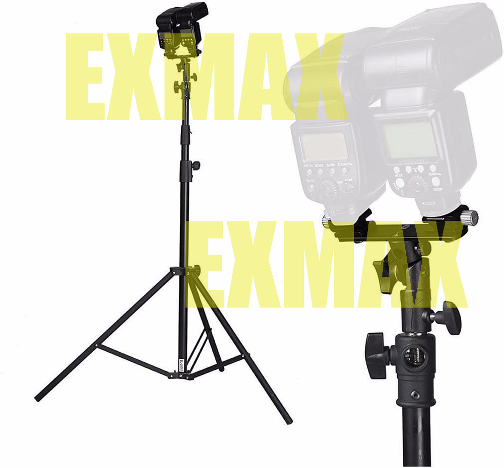 EXMAX E2 Adjustable Double Flash Bracket for Studio Video DSLR Camera,180°,Solid