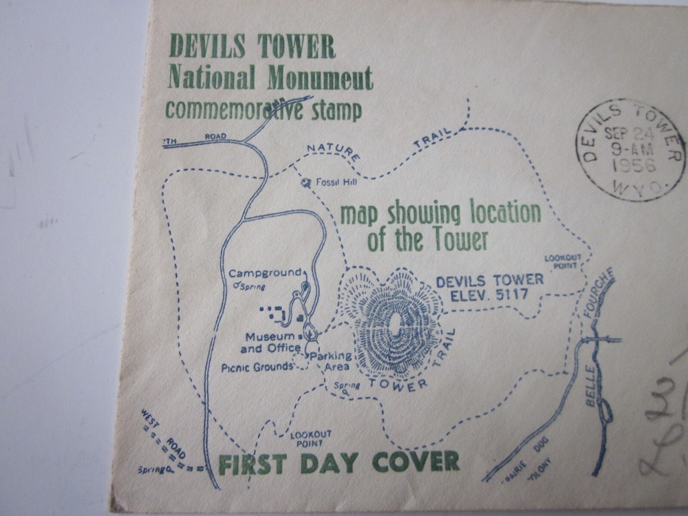 US FDC #1084 RARE DEVIL TOWER WYOMING AREA MAP CACHET
