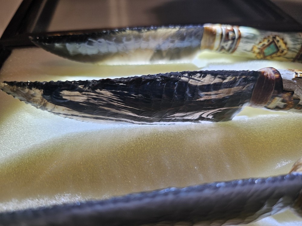 3 Piece Obsidian Knife Collection with Display Box