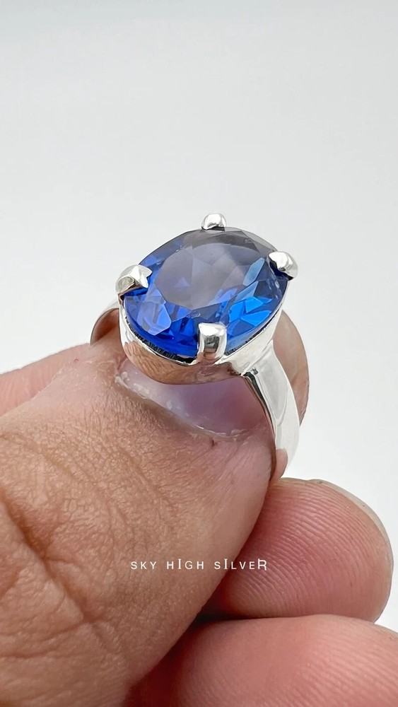 Blue Tanzanite 925 Sterling Silver Band& Statement Ring  Handmade Ring All Size