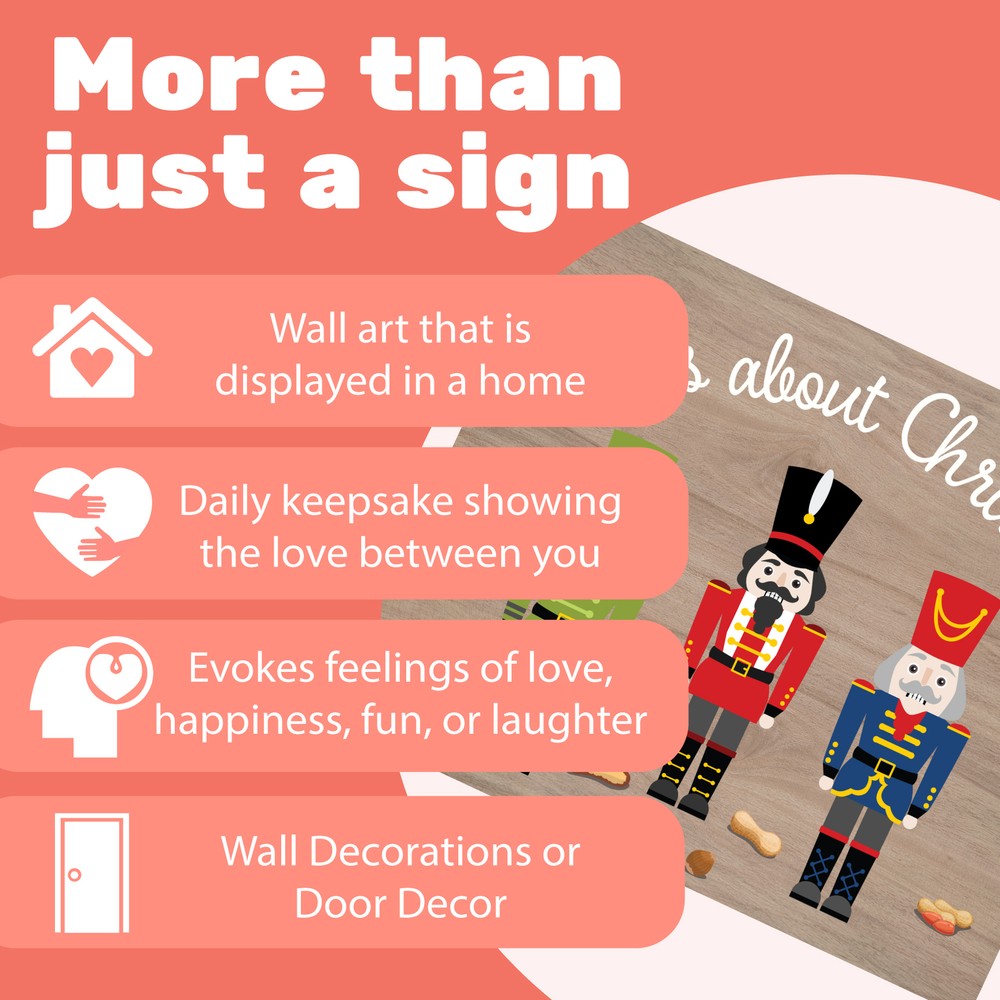 JennyGems Nuts About Christmas Wall Art, Christmas Decor, Nutcracker Sign