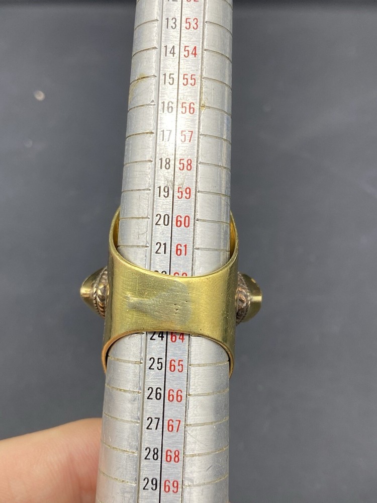 Unique Long Turquoise Ring in brass