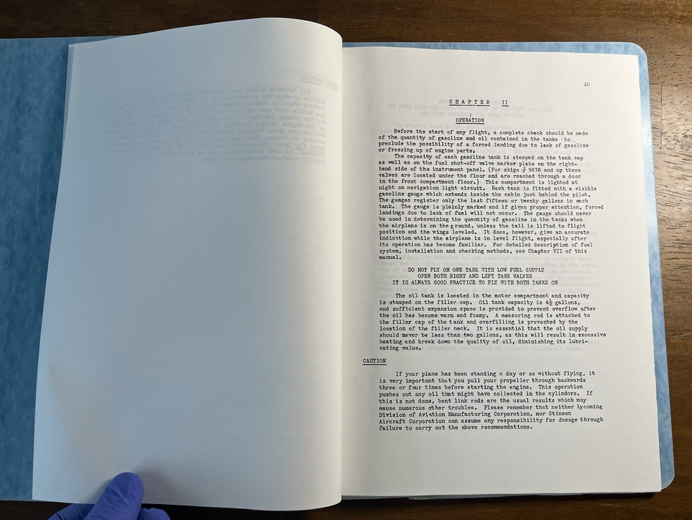 Stinson Model SR-7 Inspection Instruction Manual Older Copy