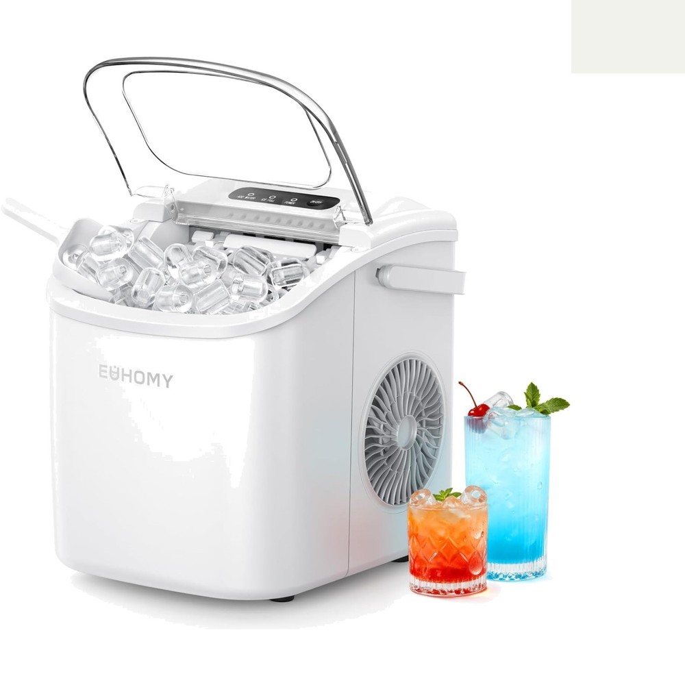 Versatile Ice Maker with Basket & Scoop - 26lbs/Day, Compact & Efficient Design