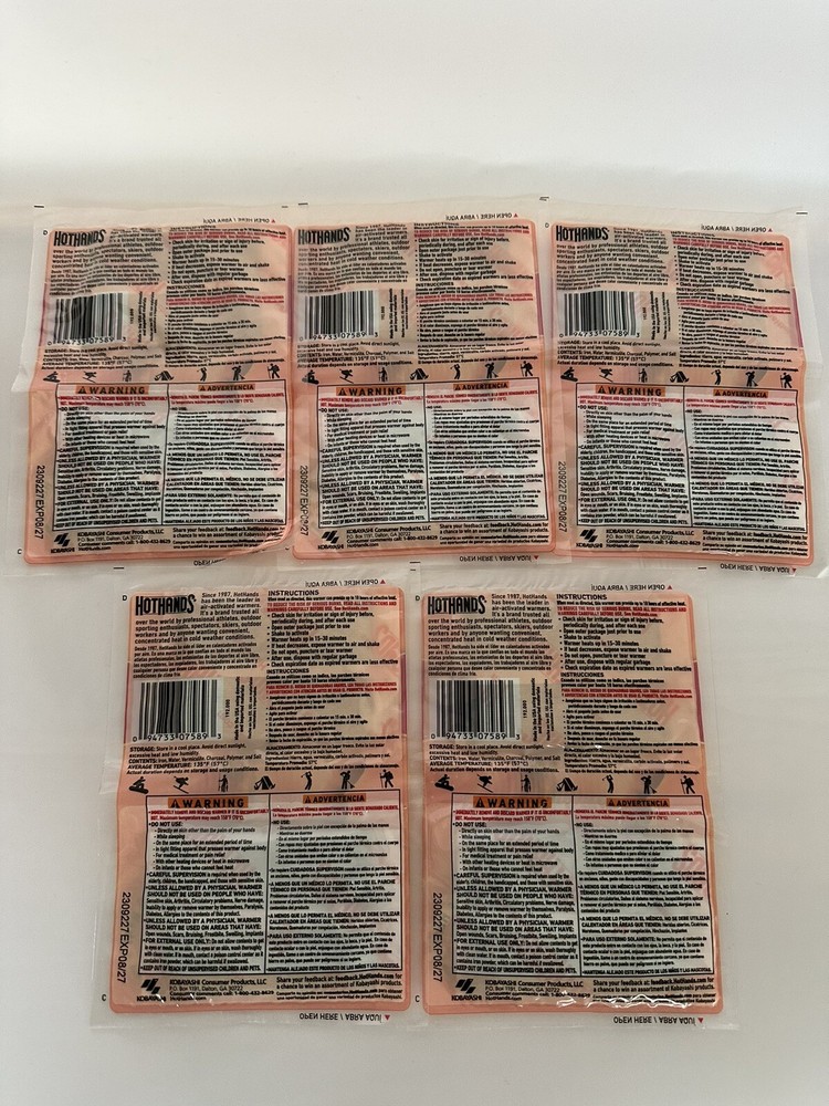 5 Hot Hands 2 Hand Warmers Ea Exp8/27