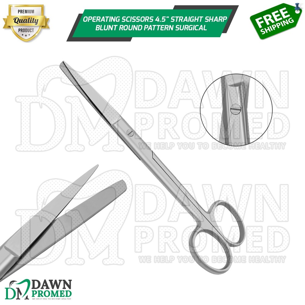 Operating Scissors 4.5" Straight Sharp Blunt Round Pattern Surgical Instruments