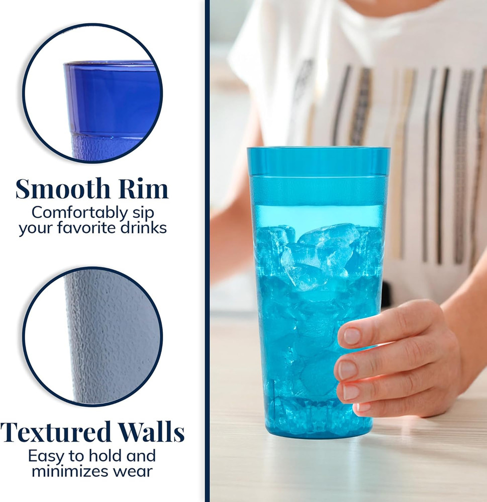 Plastic Tumblers 12Pk 32Oz Reusable Stackable Break Resistant Drinking Cups