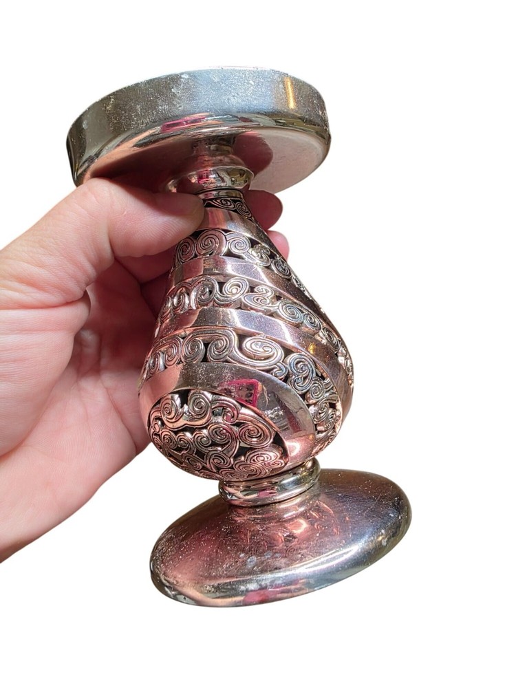 ONE BRIGHTON 5" CANDLE STICK SILVER CANDLESTICK SCROLL DESIGN SILVER PLATED 83A