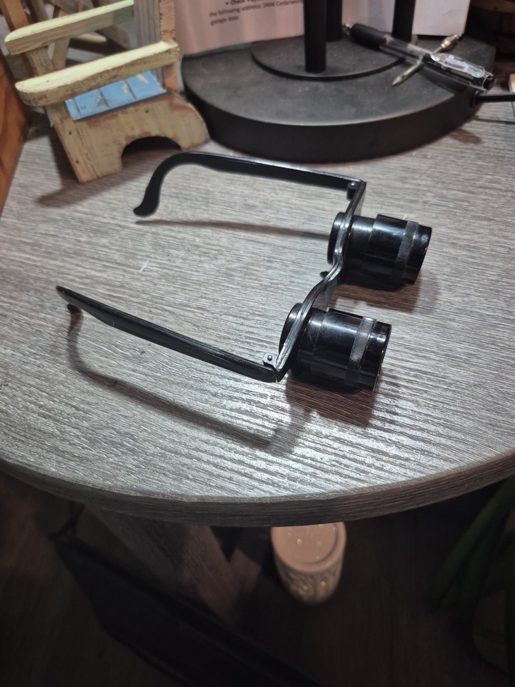 Adjustable Wearable Binoculars Unmarked with Wood Case