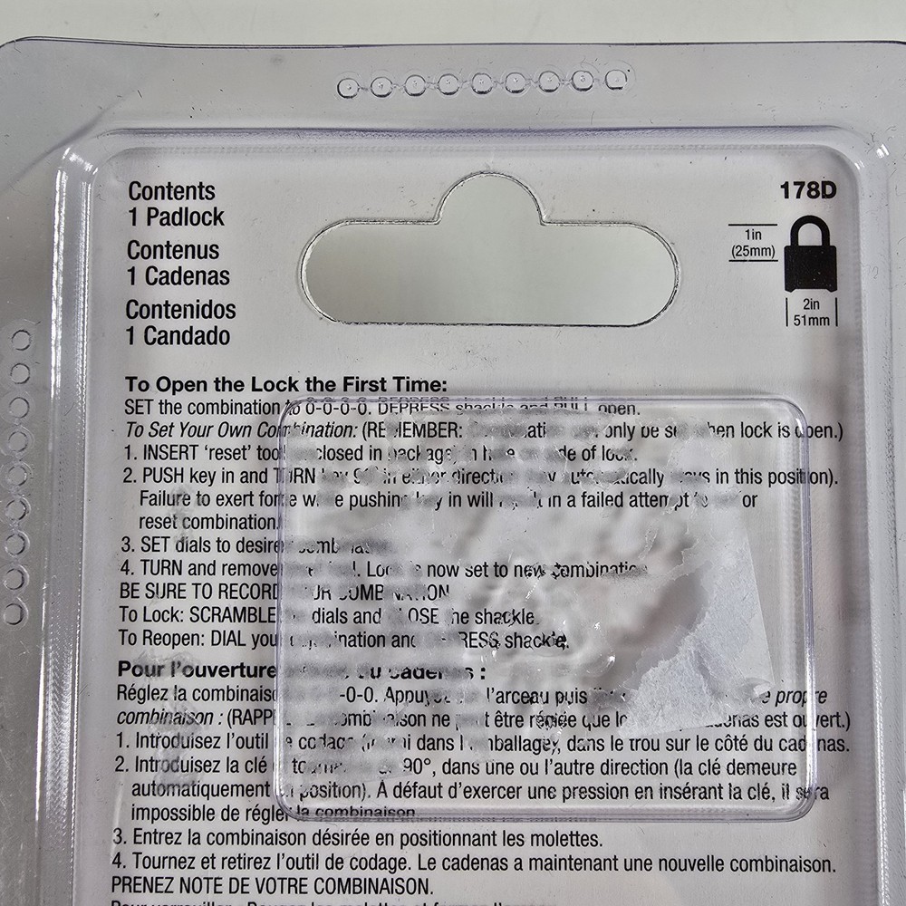 Master Locks 178D Combination Solid Body Padlock Set And Reset - Black