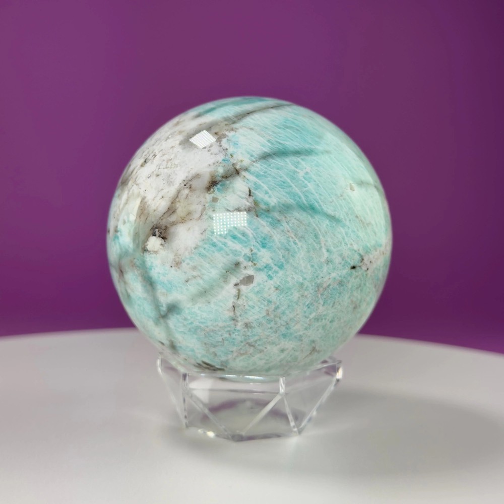 Amazonite Sphere (Includes Acrylic Stand), 1.9 Pounds