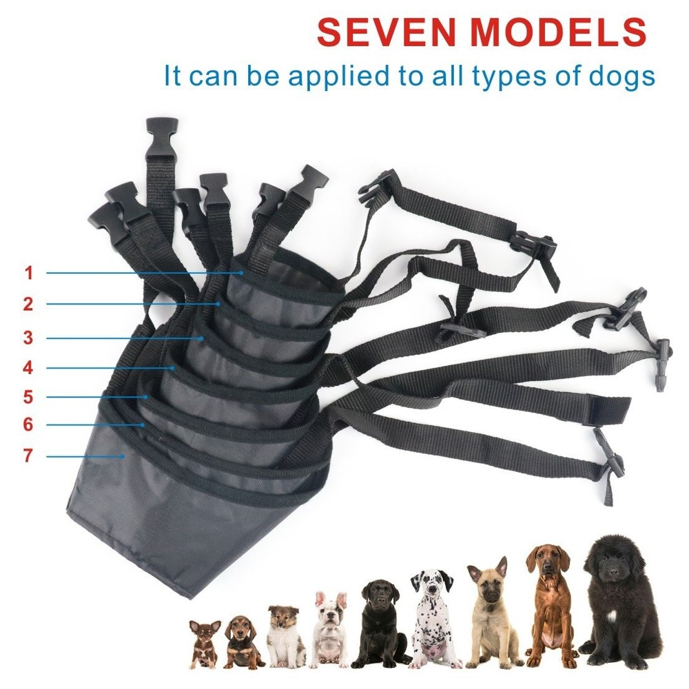 7 PCS Adjustable Dog Muzzles Anti-Biting Barking Small Medium Large Extra