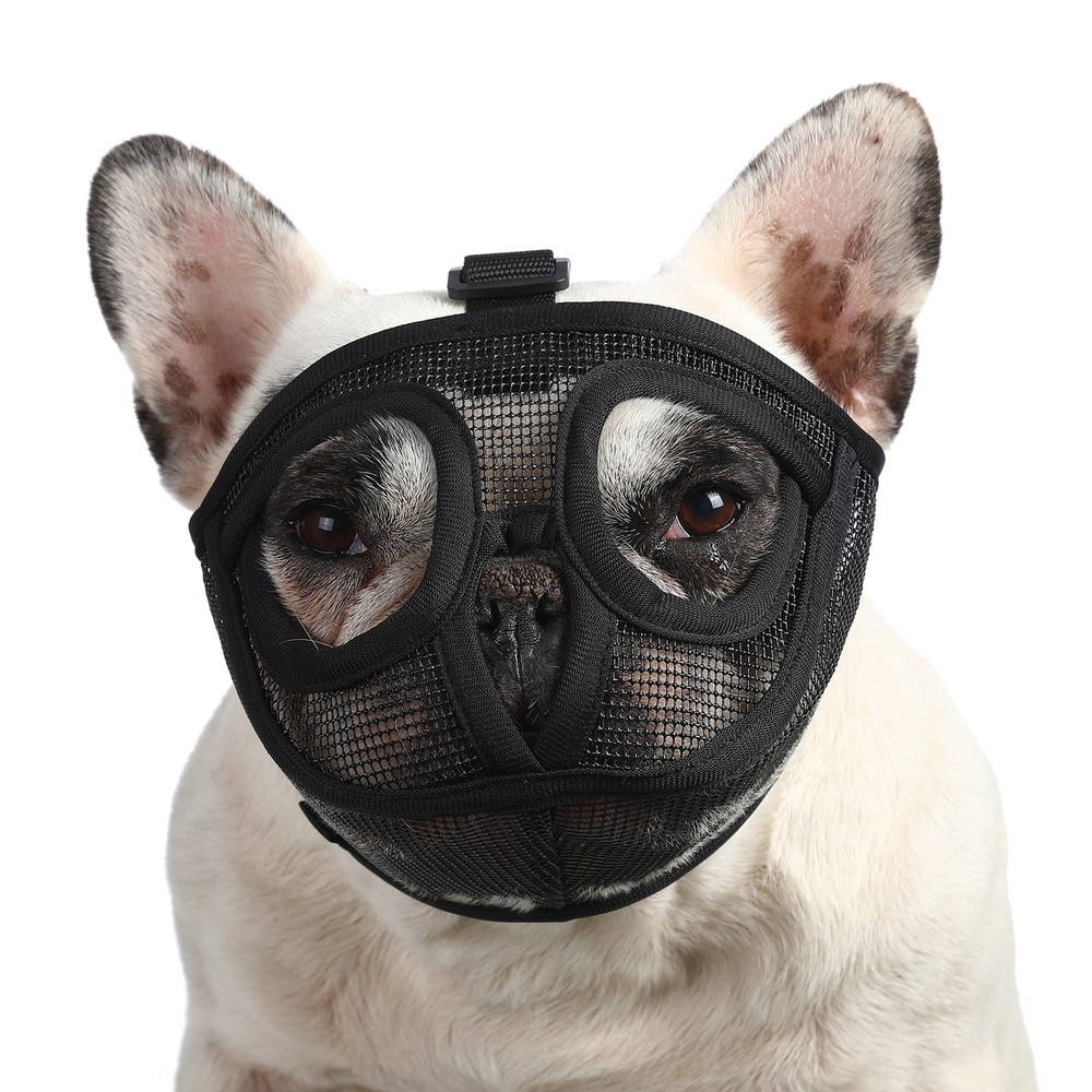 Short Snout Dog Muzzle Bulldog Muzzle Adjustable Breathable Mesh for J0M3