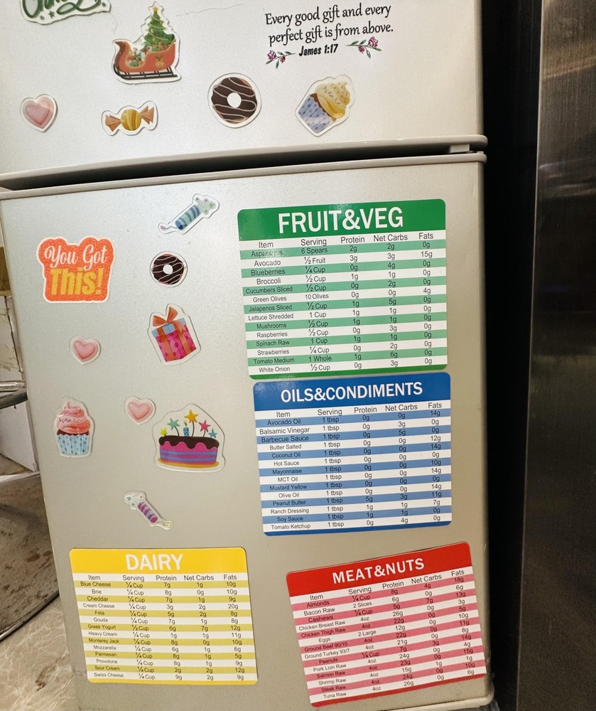 Diet Cheat Sheet Quick Guide Fridge Magnet Reference zzzz-s, Multicolored