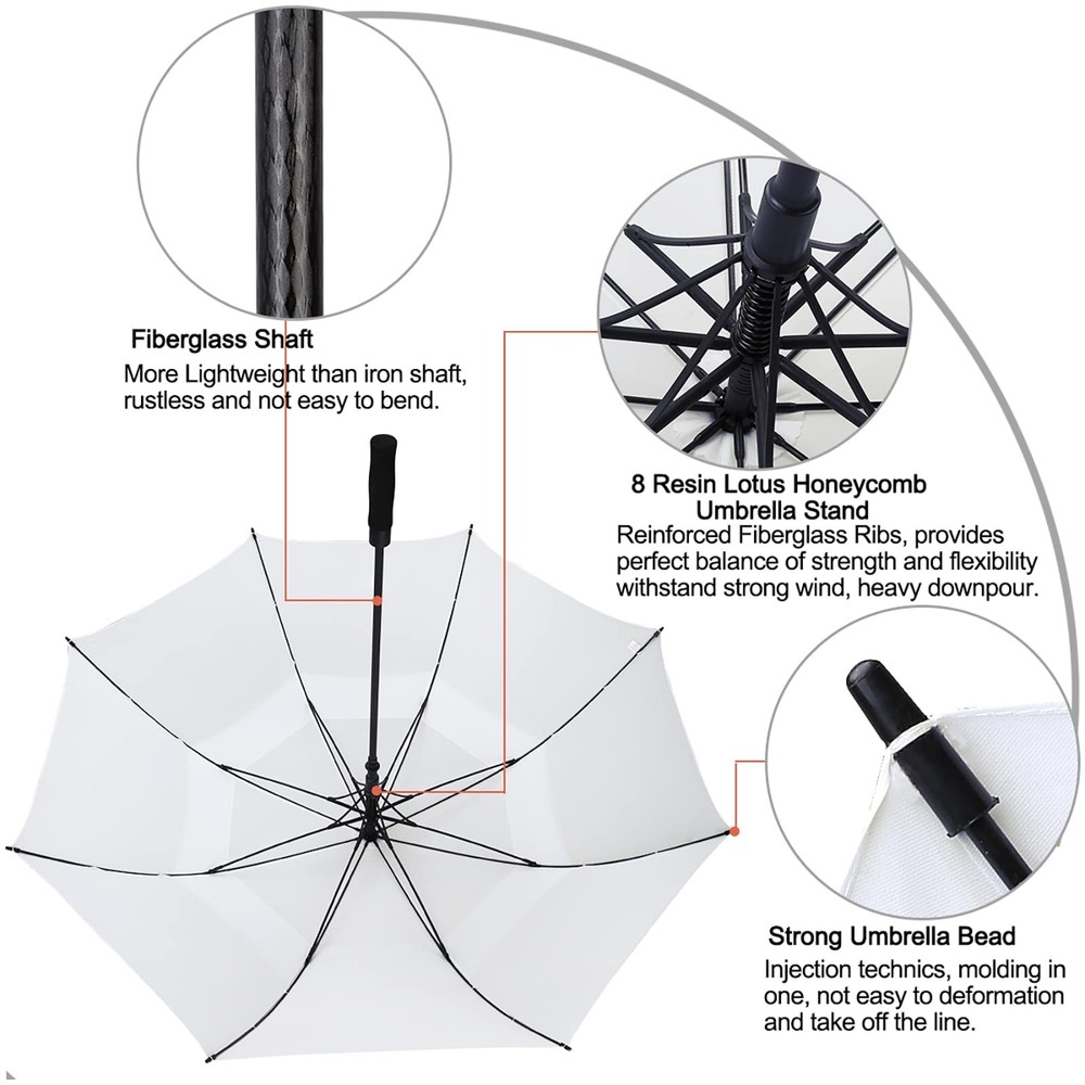 Golf Umbrella 68 Inch Automatic Open Double White Canopy Wedding Auto Pro