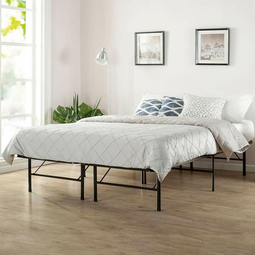 New Modern Bi-Fold Folding Platform Metal Bed Frame Mattress Foundation BF