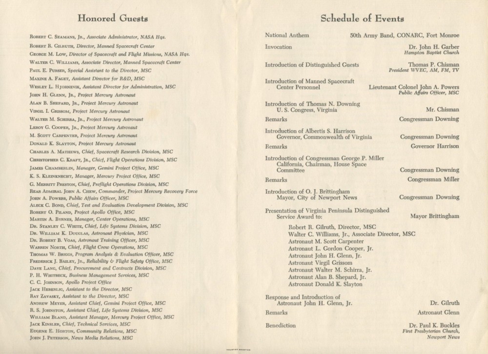Mercury 7 Signed Crew Ceremony Program 1962