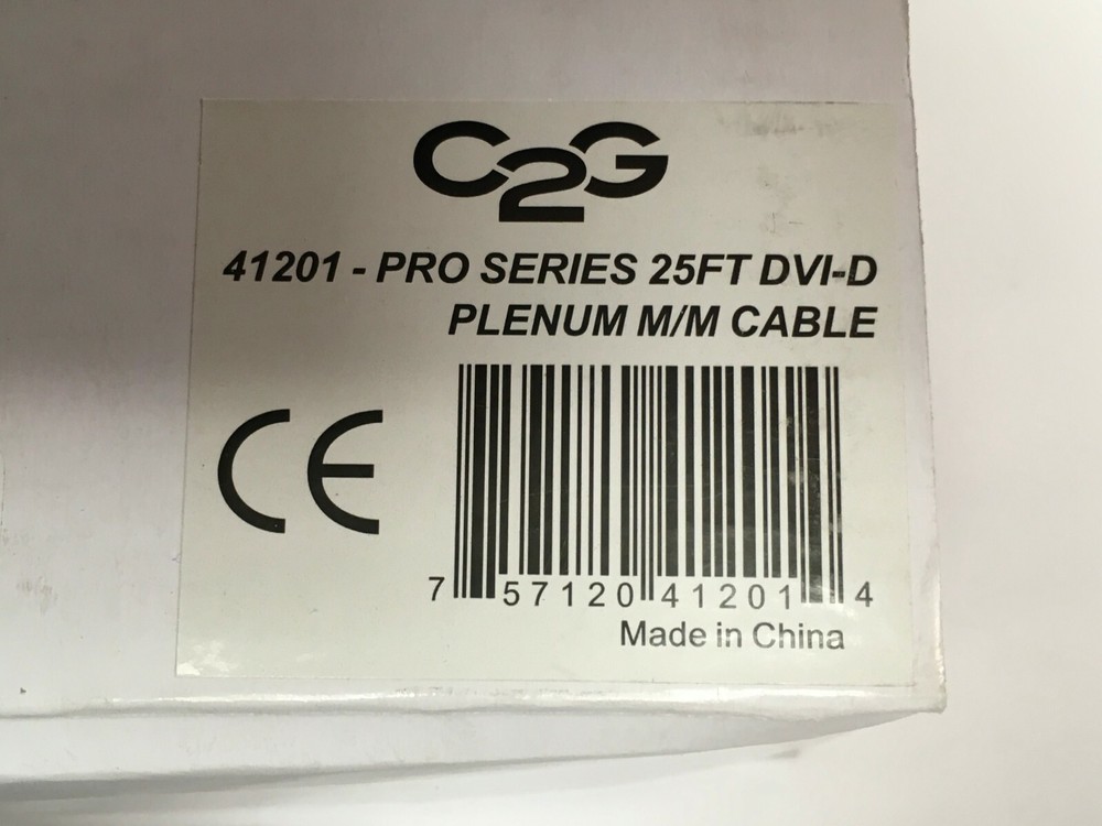 NEW C2G 41201 Pro Series Single Link DVI-D Digital Video Cable M/M, Plenum CMP