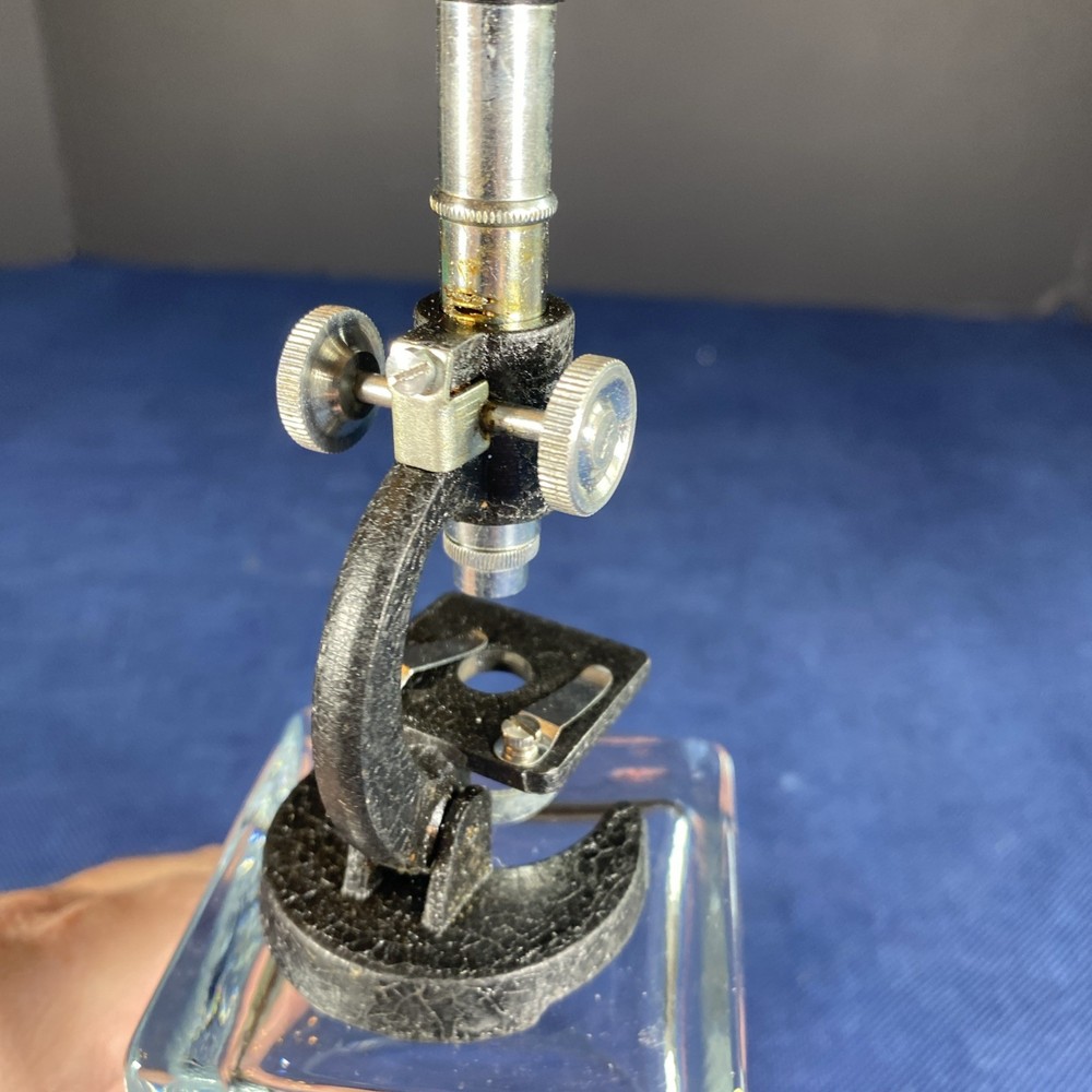 Miniature Microscope Black & Silver Metal - Approximately 4 Inches High