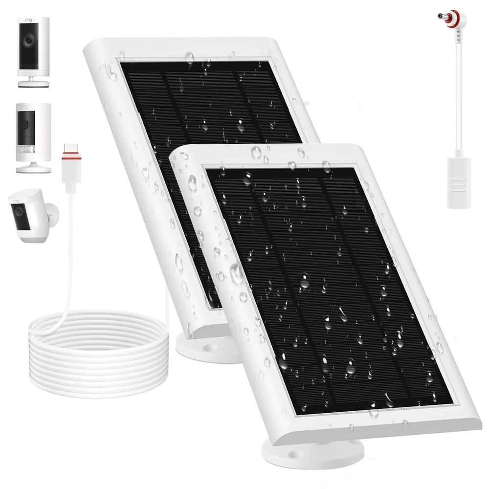 Solar Panel for Ring Camera(2nd Generation), 2 Pack 5W Solar Panel with 10FT/...