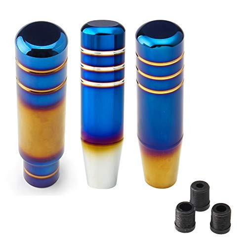 Aluminum Weighted Shift knobs, Universal Burnt Blue Long Shift knobs Silver