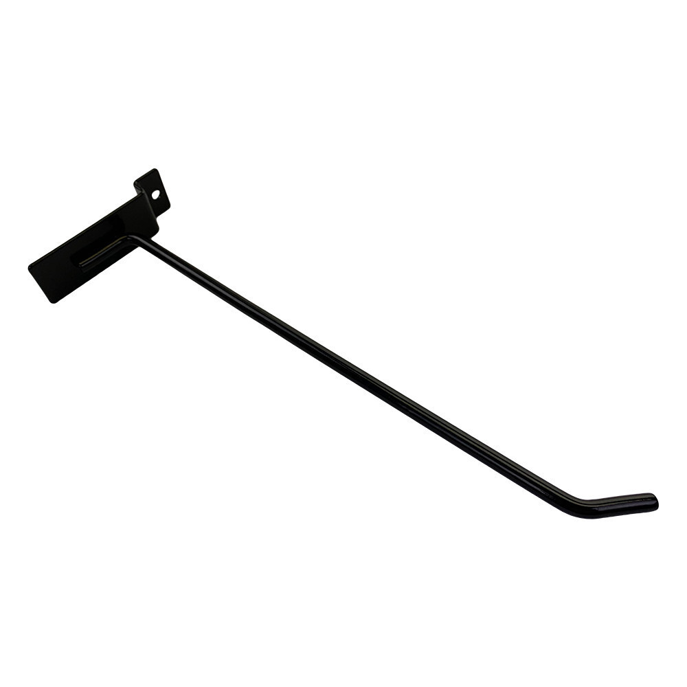 10" Slatwall Hook Panel Display Hooks, 1/4" Thickness Metal, Black - PACK 12