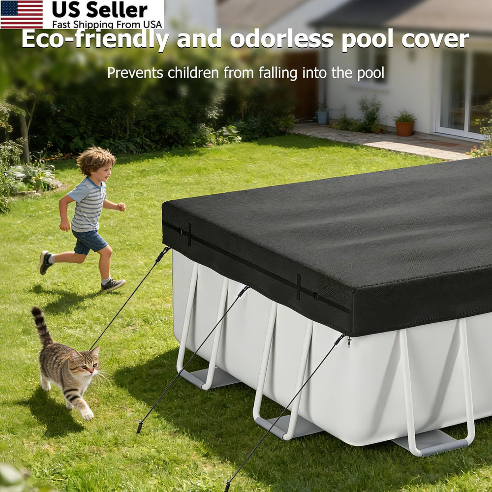 10x16FT Rectangular Solar Pool Cover Above Ground with Buckles Drawstring