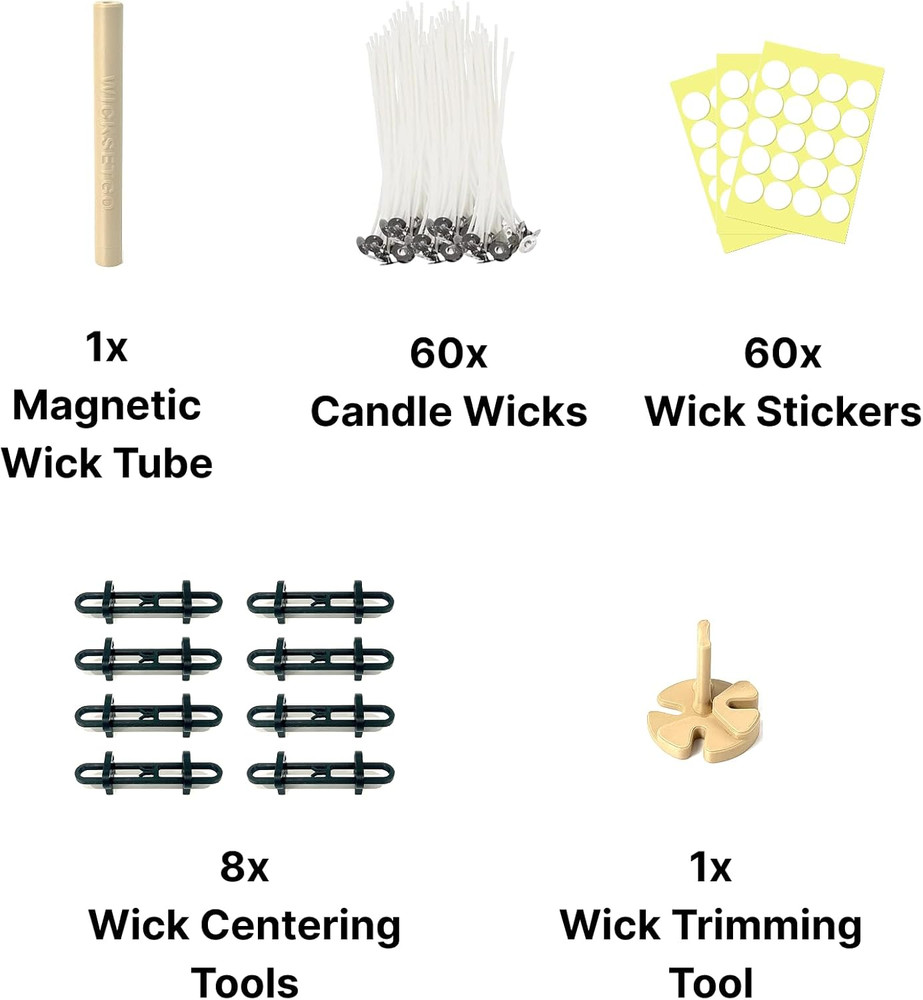 Adjustable Candle Wick Centering Tool Kit with Magnetic Placement for Jars Cups