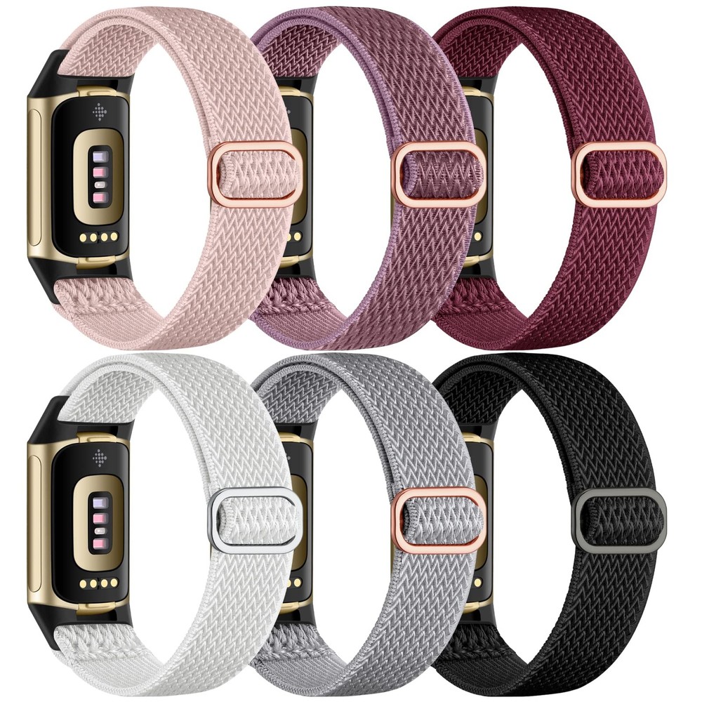 Wristbands 6 Pack Adjustable Elastic Replacement Strap for Fitbit Charge 5/6