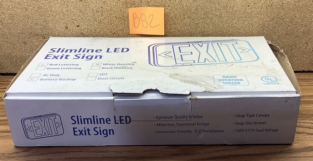 Slimline LED Thermoplastic Exit Sign Red