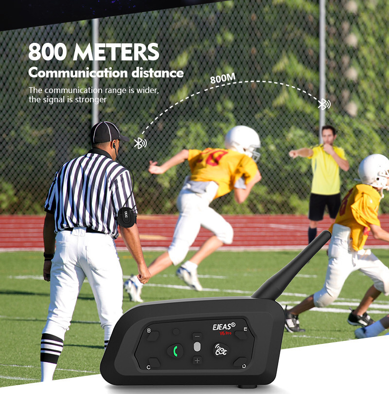 2 Set Full Duplex Sccocer Bluetooth Referee Intercom Headset Earpiece for 2 User