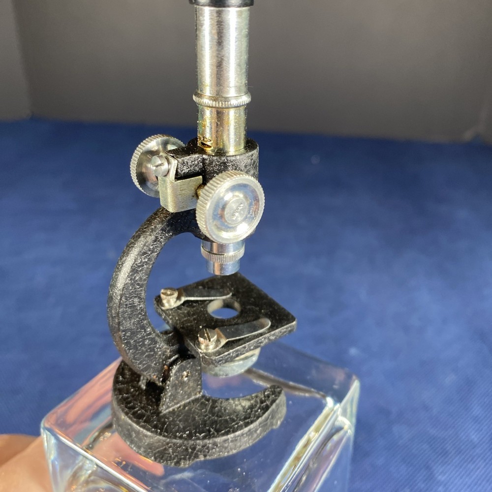 Miniature Microscope Black & Silver Metal - Approximately 4 Inches High